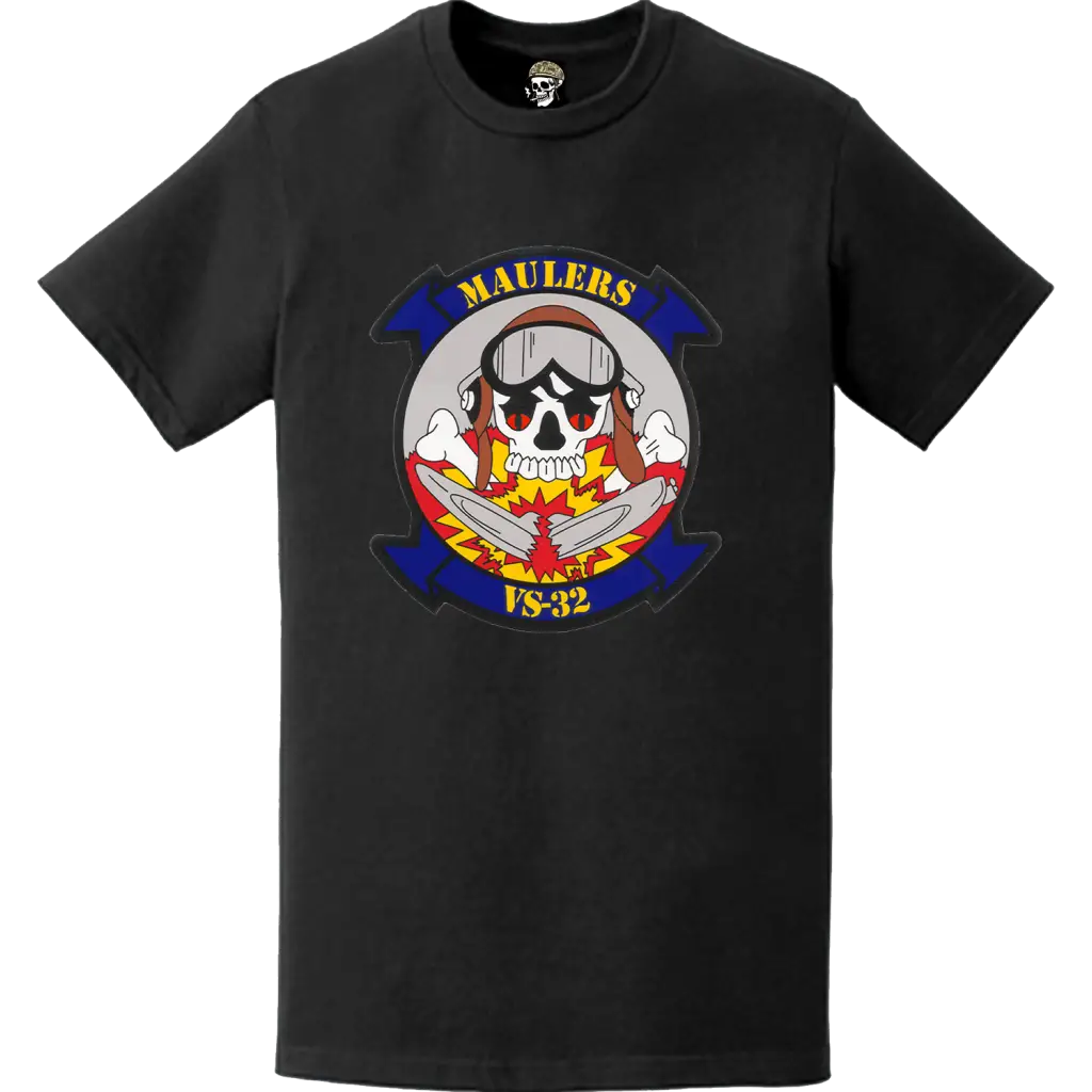 Sea Control Squadron 32 (VS-32) 'Maulers' Distressed Patch Logo Decal Emblem T-Shirt Tactically Acquired   