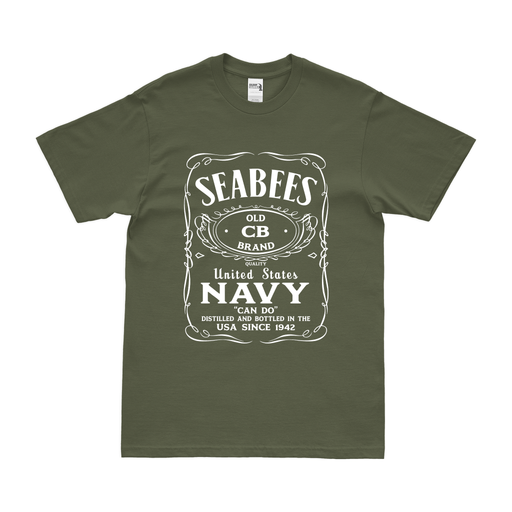 U.S. Navy Seabees 'Can Do' Whiskey Label Legacy T-Shirt Tactically Acquired Military Green Small 