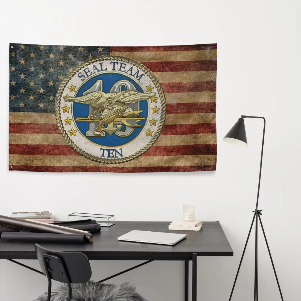 SEAL Team 10 Emblem Indoor Wall Flag Tactically Acquired   