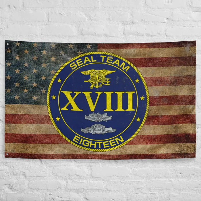 SEAL Team 18 Emblem Indoor Wall Flag Tactically Acquired   