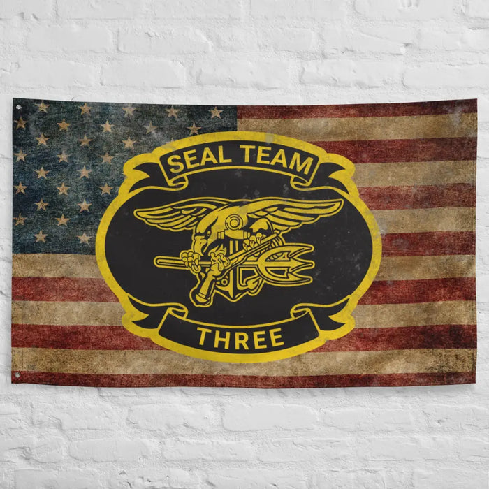 SEAL Team 3 Emblem Indoor Wall Flag Tactically Acquired   