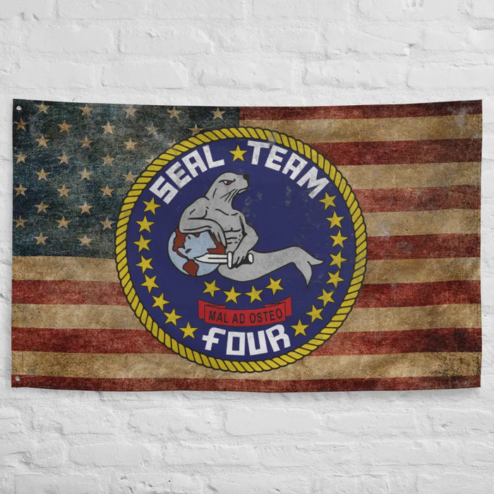 SEAL Team 4 Emblem Indoor Wall Flag Tactically Acquired   