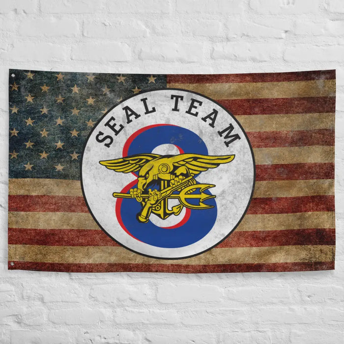 SEAL Team 8 Emblem Indoor Wall Flag Tactically Acquired   