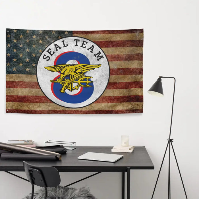 SEAL Team 8 Emblem Indoor Wall Flag Tactically Acquired   