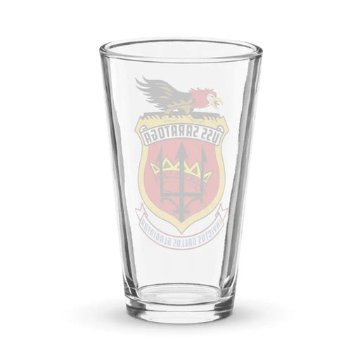 USS Saratoga (CV-60) Beer Pint Glass Tactically Acquired   