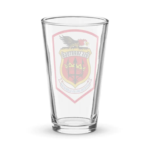 USS Saratoga (CVA-60) Beer Pint Glass Tactically Acquired   