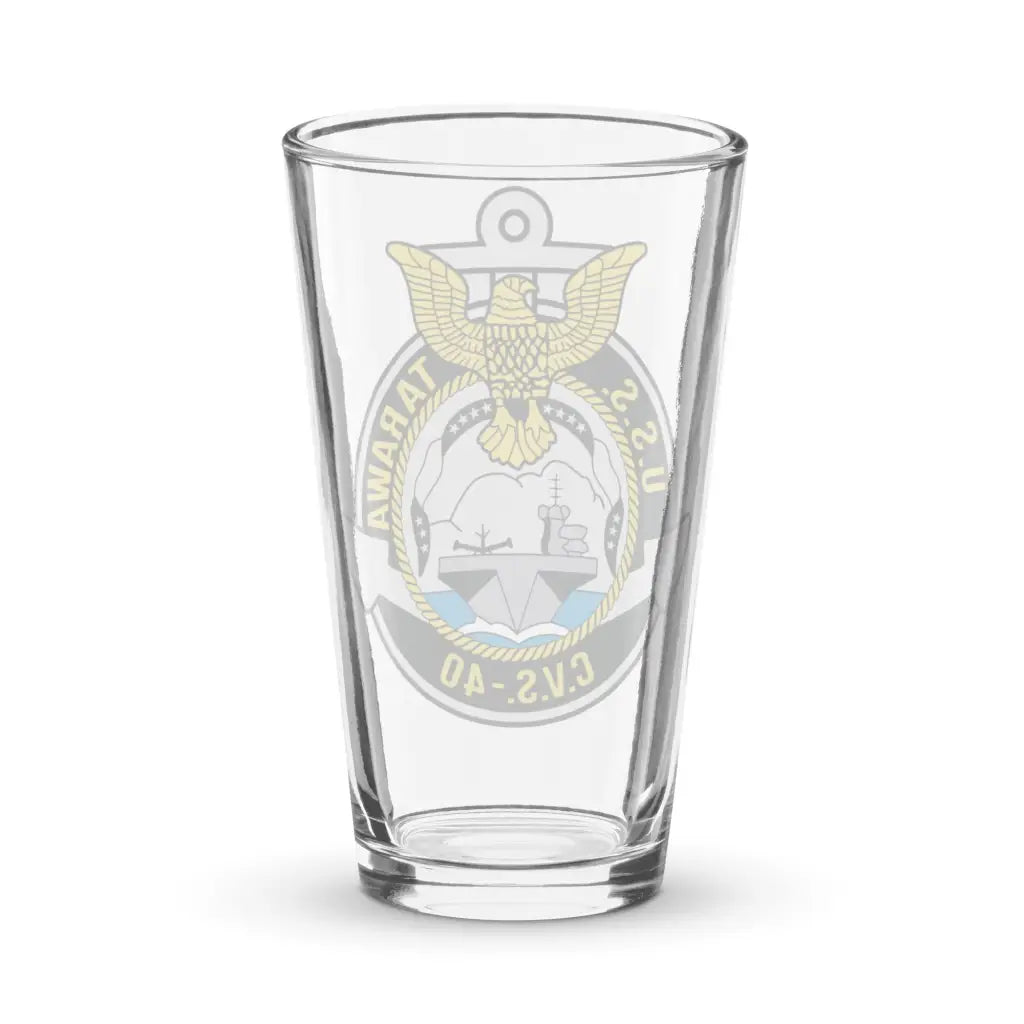 USS Tarawa (CVS-40) Beer Pint Glass Tactically Acquired   
