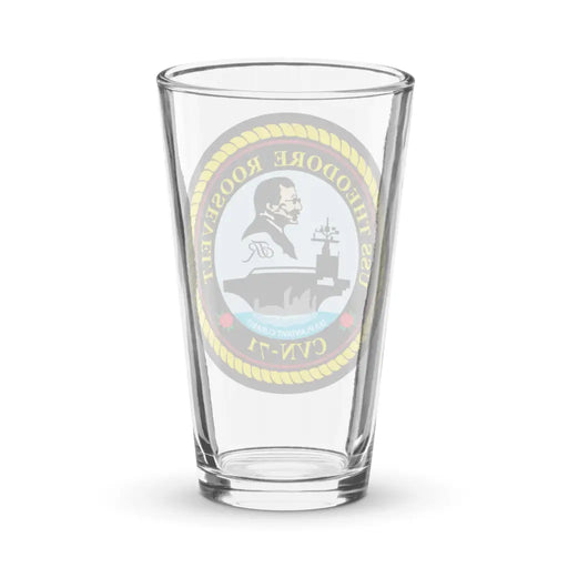 USS Theodore Roosevelt (CVN-71) Beer Pint Glass Tactically Acquired   