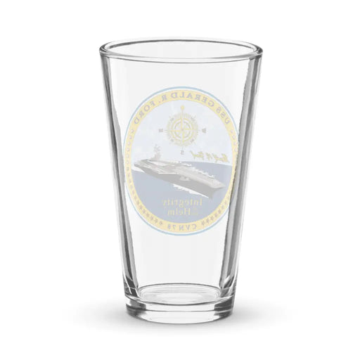 USS Gerald R. Ford (CVN-78) Beer Pint Glass Tactically Acquired   