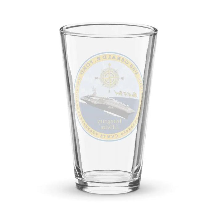 USS Gerald R. Ford (CVN-78) Beer Pint Glass Tactically Acquired   