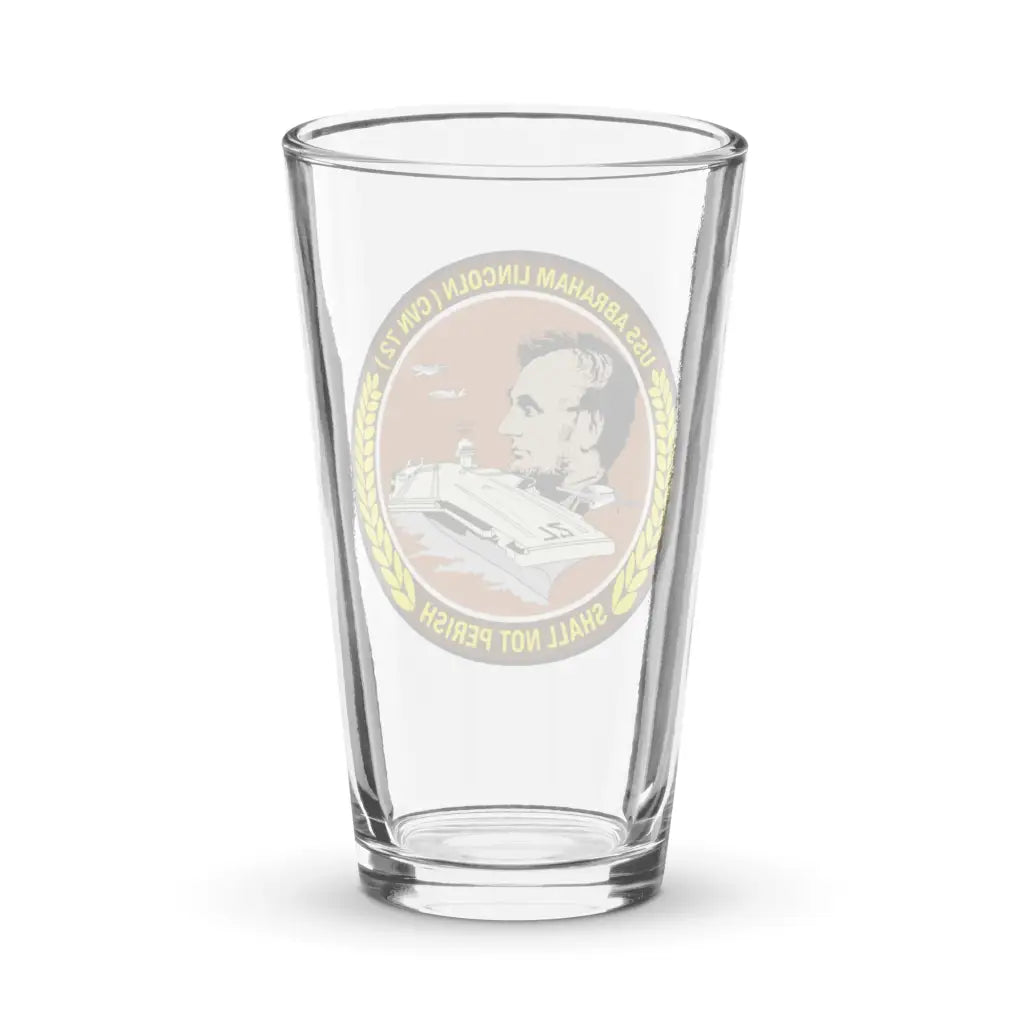 USS Abraham Lincoln (CV-72) Beer Pint Glass Tactically Acquired   