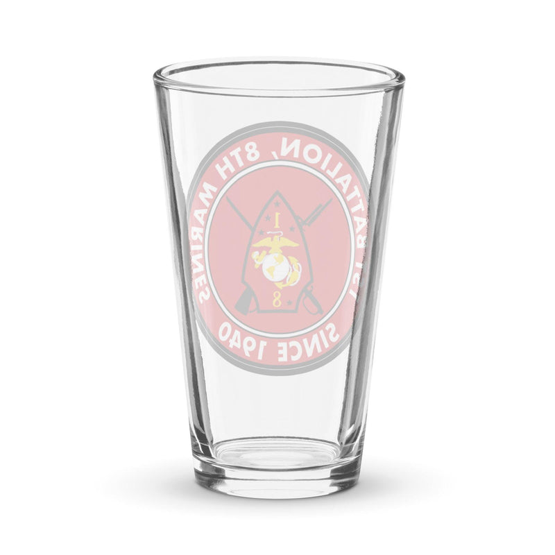 1st Battalion 8th Marines (1/8 Marines) Since 1940 Beer Pint Glass