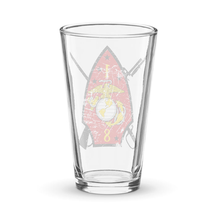 1st Bn 8th Marines (1/8 Marines) Beer Pint Glass Tactically Acquired   