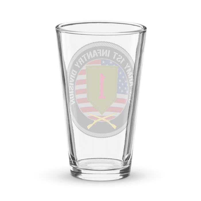1st Infantry Division American Flag Beer Pint Glass Tactically Acquired   