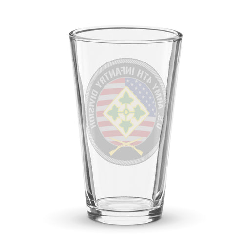 4th Infantry Division American Flag Beer Pint Glass Tactically Acquired   