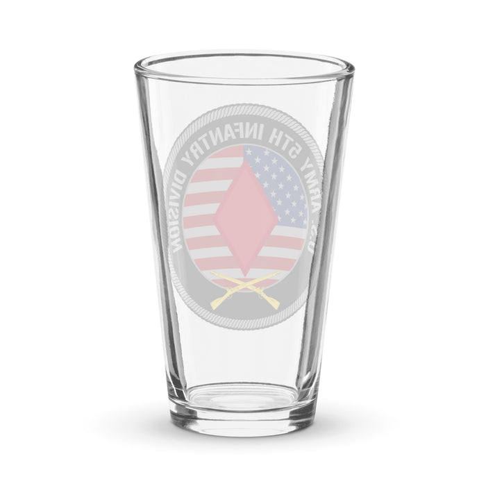 5th Infantry Division American Flag Beer Pint Glass Tactically Acquired   