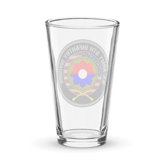 9th Infantry Division American Flag Beer Pint Glass Tactically Acquired   