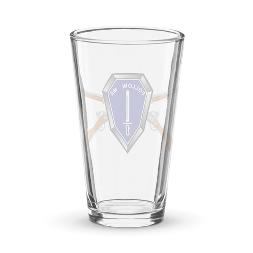 U.S. Infantry School 'Follow Me' Beer Pint Glass Tactically Acquired   