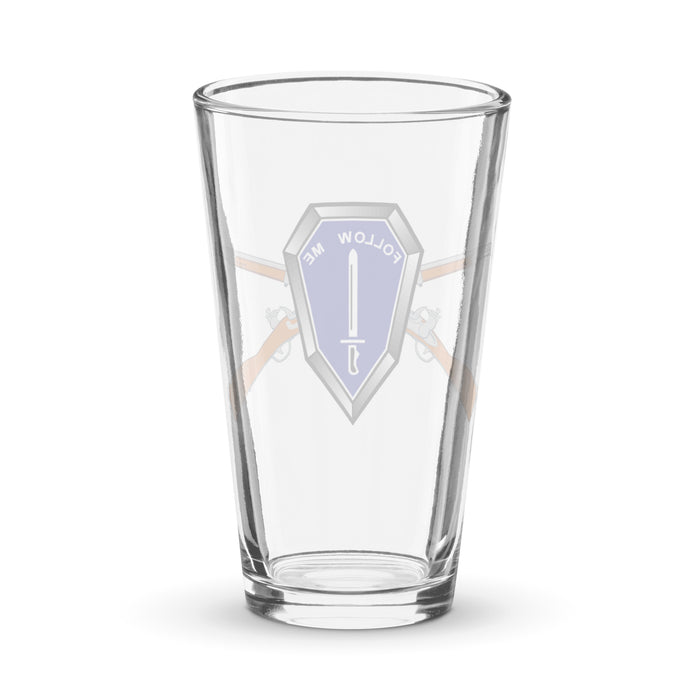 U.S. Infantry School 'Follow Me' Beer Pint Glass Tactically Acquired   