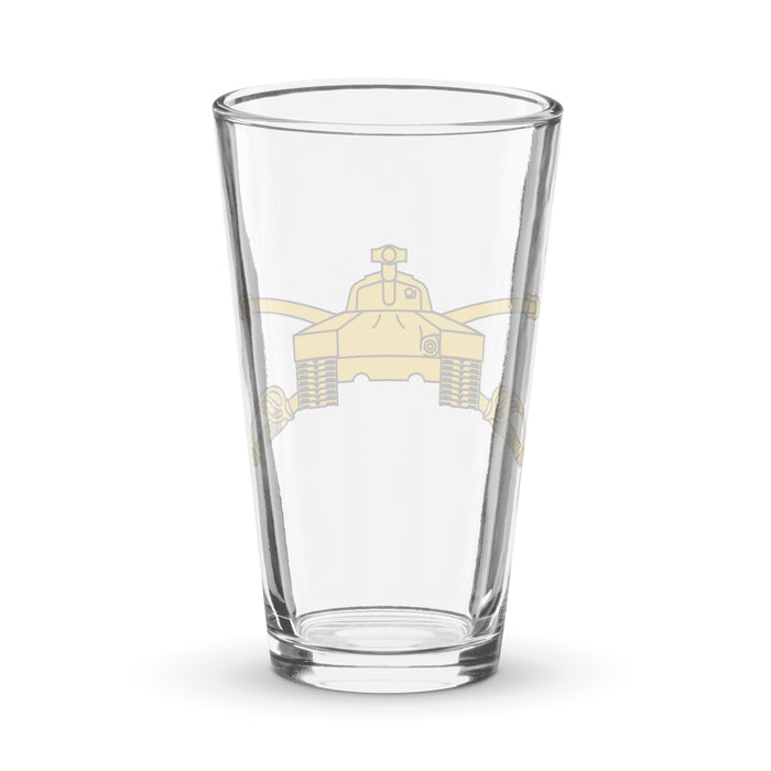 U.S. Army Armor Branch Emblem Beer Pint Glass Tactically Acquired   