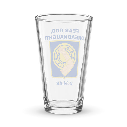 U.S. Army 2-34 Armor Regiment Beer Pint Glass Tactically Acquired   