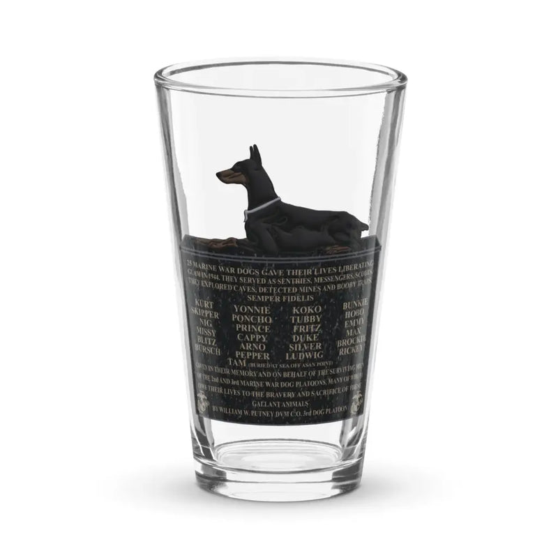 Doberman War Dog Memorial USMC WW2 Legacy Pint Glass