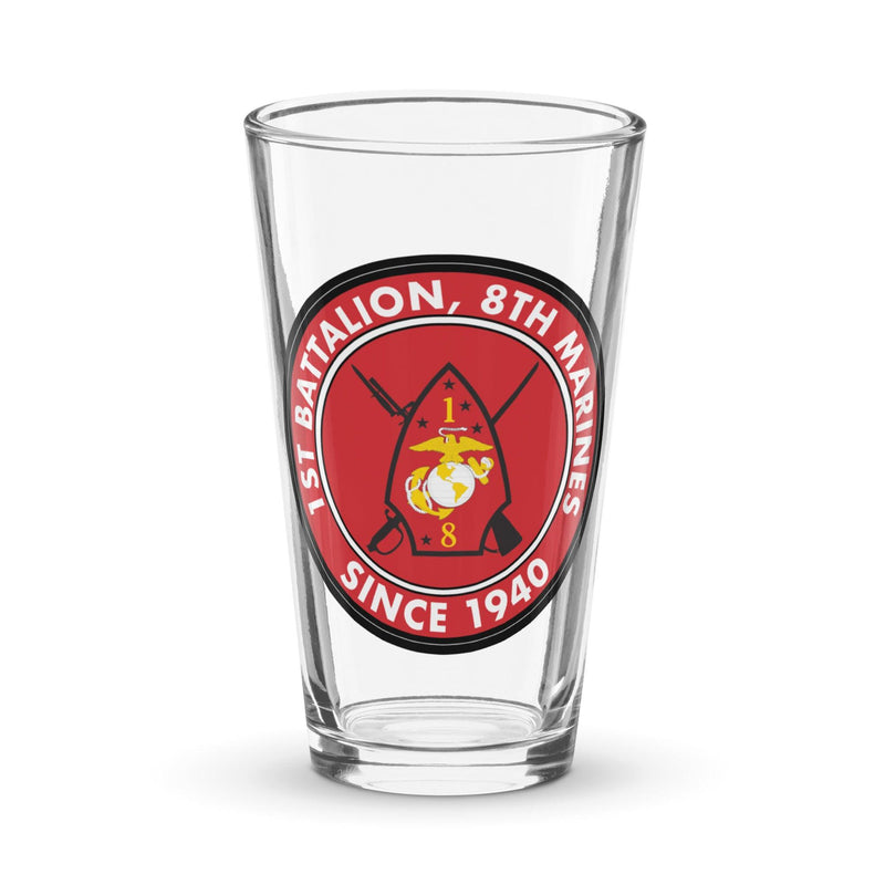 1st Battalion 8th Marines (1/8 Marines) Since 1940 Beer Pint Glass