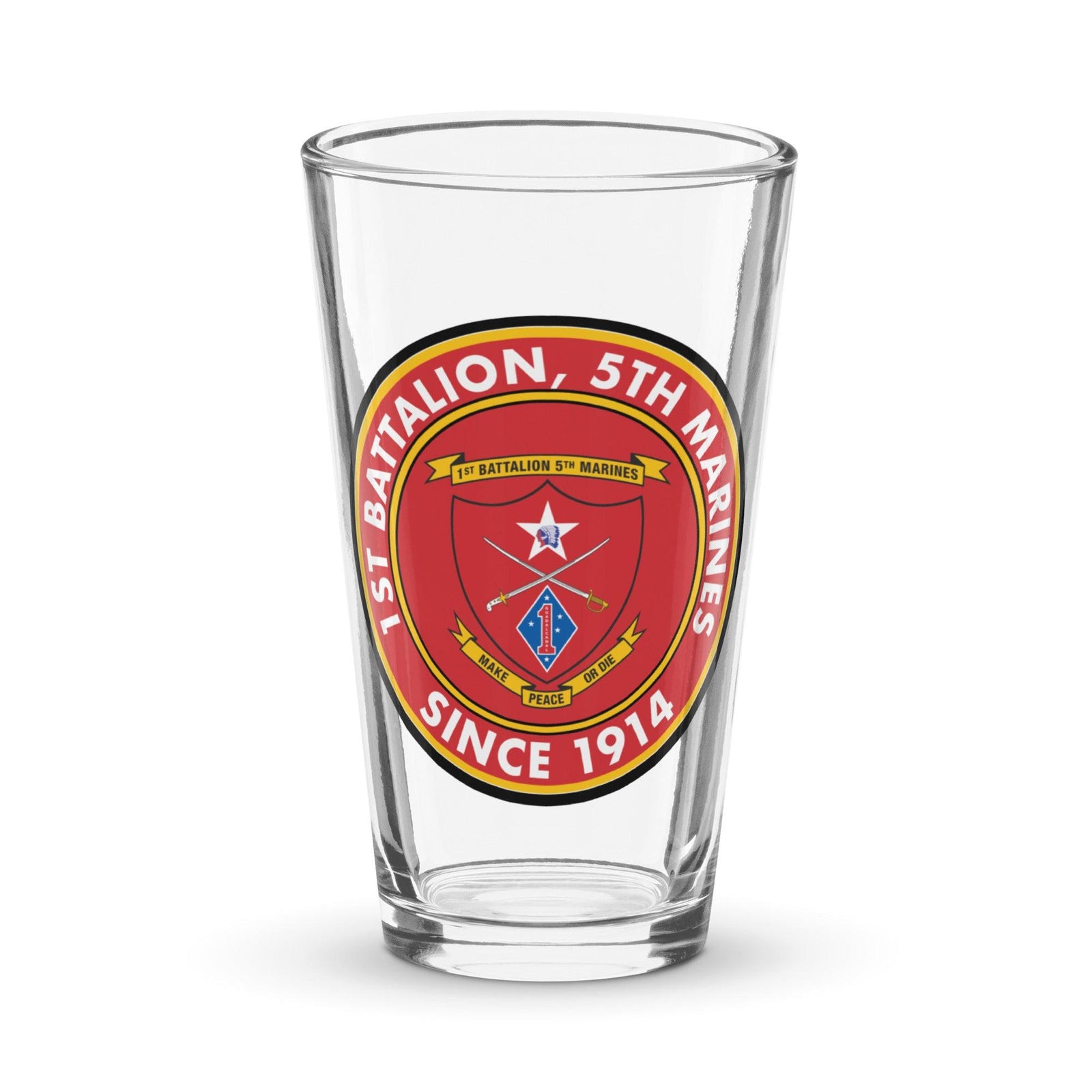 1st Bn 5th Marines (1/5 Marines) Since 1914 Beer Pint Glass Tactically Acquired Default Title  