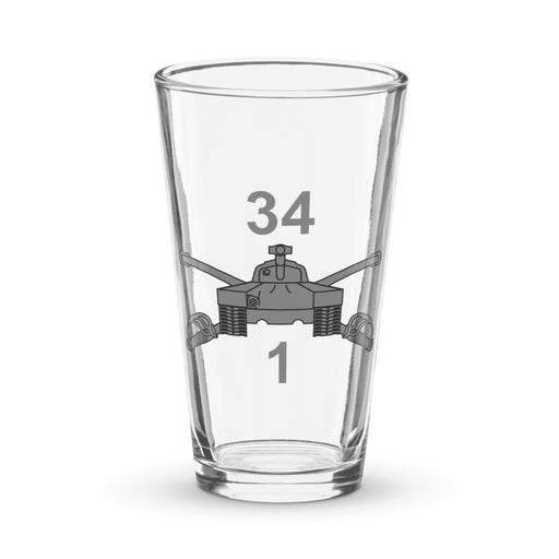 U.S. Army 1-34 Armor Regiment Pint Beer Glass Tactically Acquired Default Title  