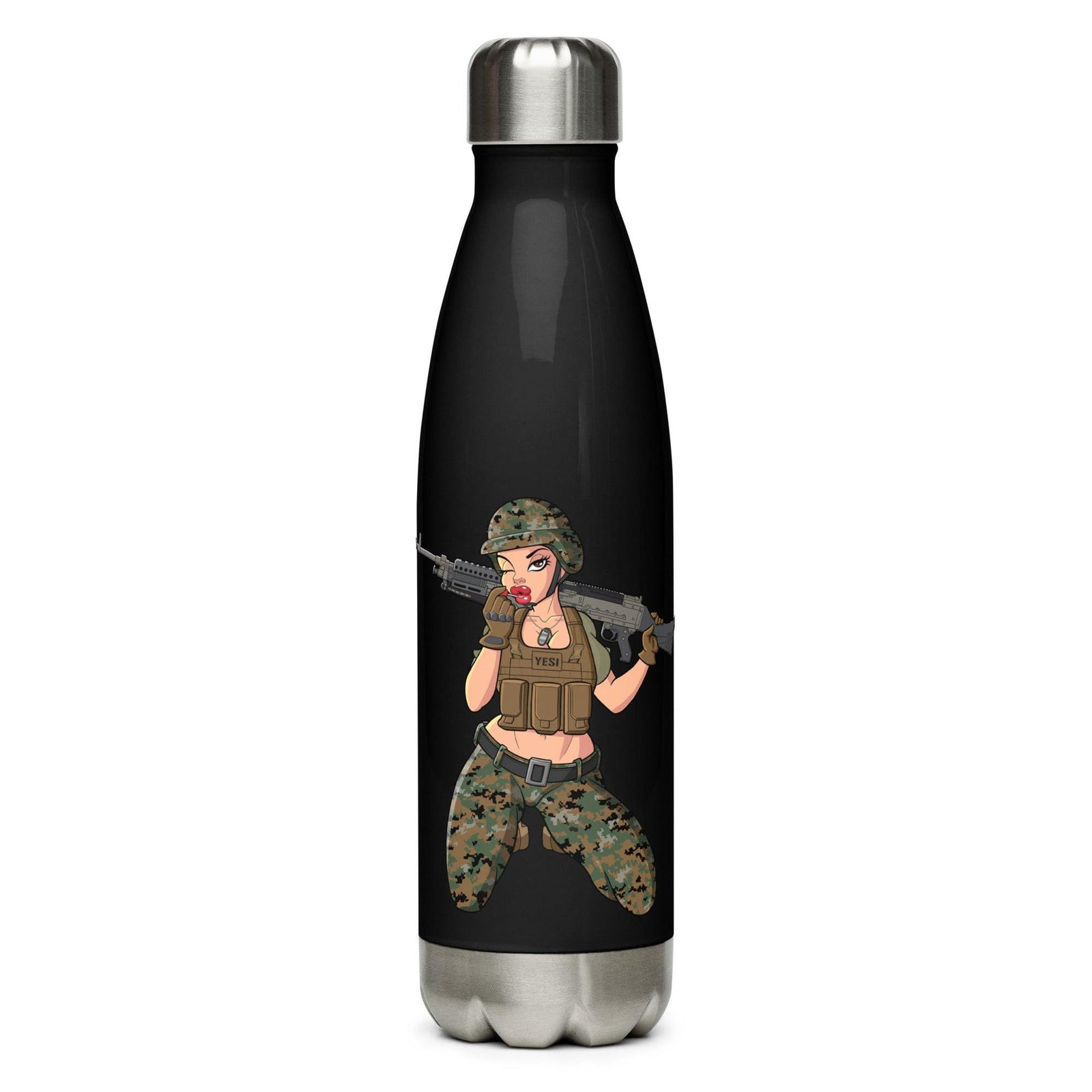 Yesi 240 Machine Gunner Stainless Steel Water Bottle Tactically Acquired Black