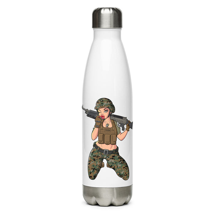 Yesi 240 Machine Gunner Stainless Steel Water Bottle Tactically Acquired White