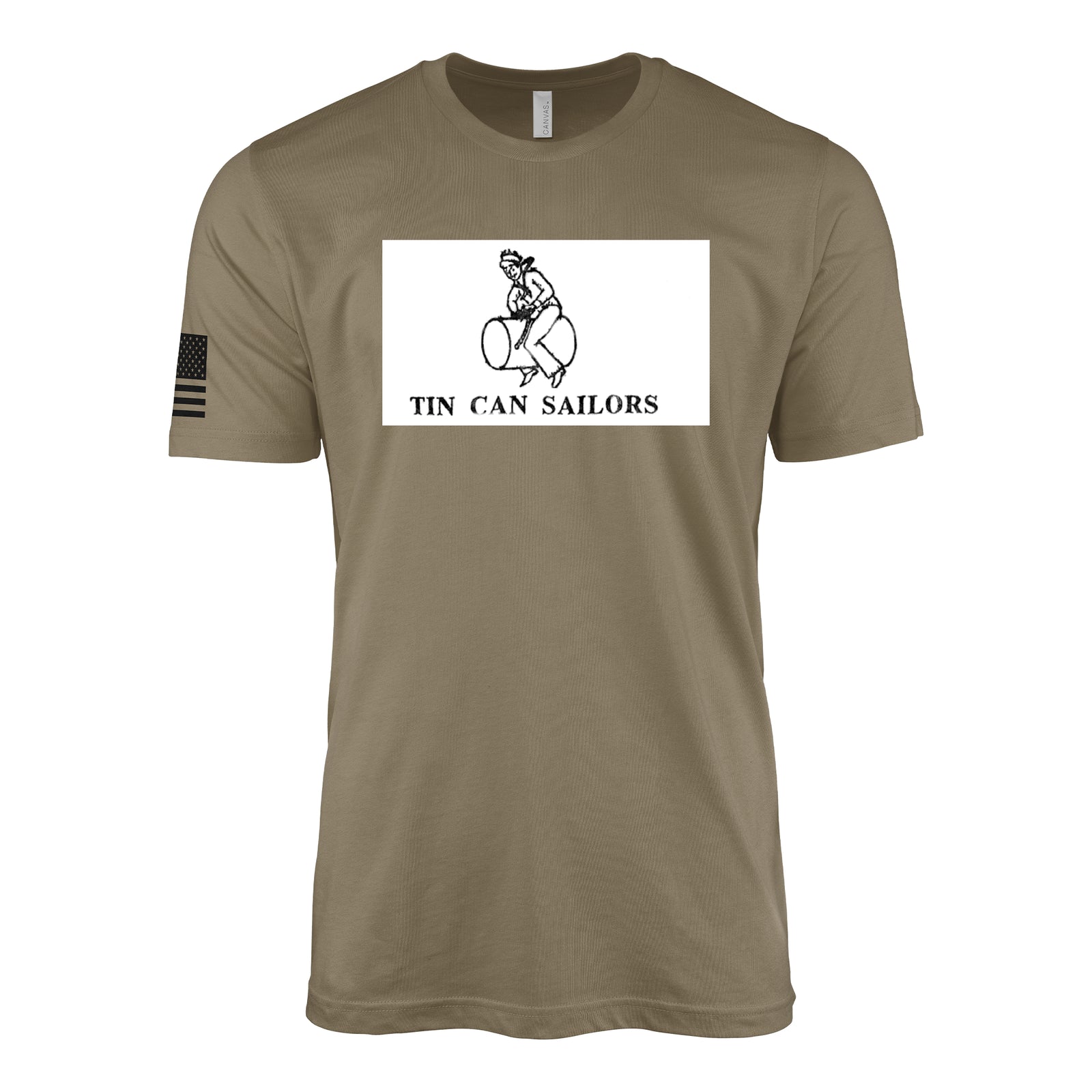 Tin Can Sailors Destroyer Veterans Association Logo T-Shirt - Coyote Brown