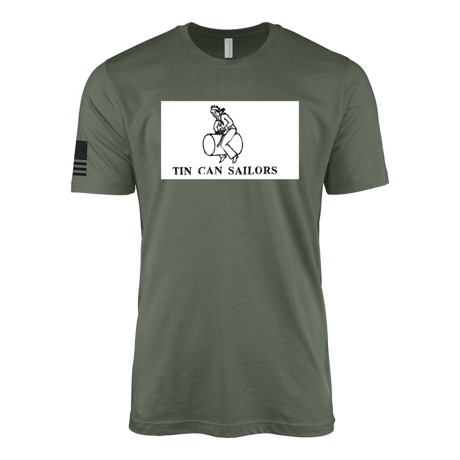 Tin Can Sailors Destroyer Veterans Association Logo T-Shirt - Military Green