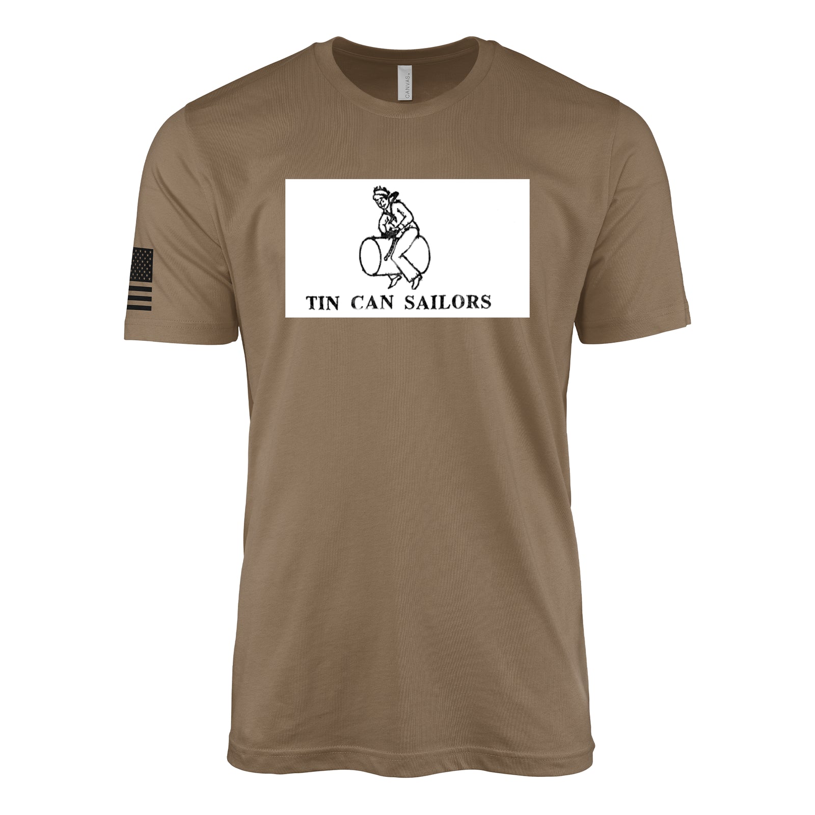 Tin Can Sailors Destroyer Veterans Association Logo T-Shirt - Woodland Brown
