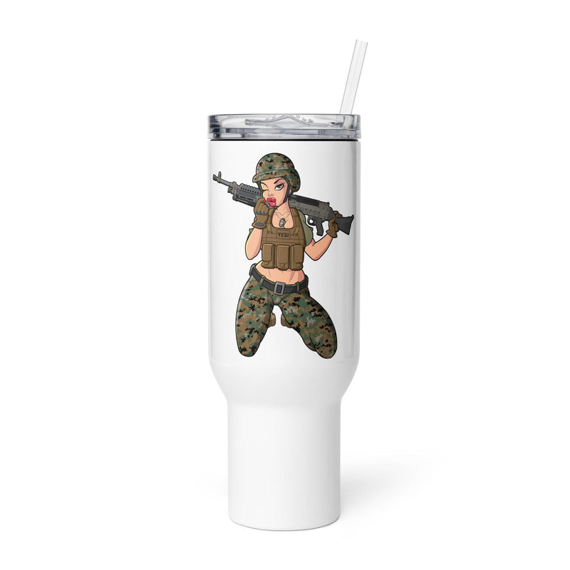 Yesi 240 Machine Gunner Pin-Up Girl Travel Mug