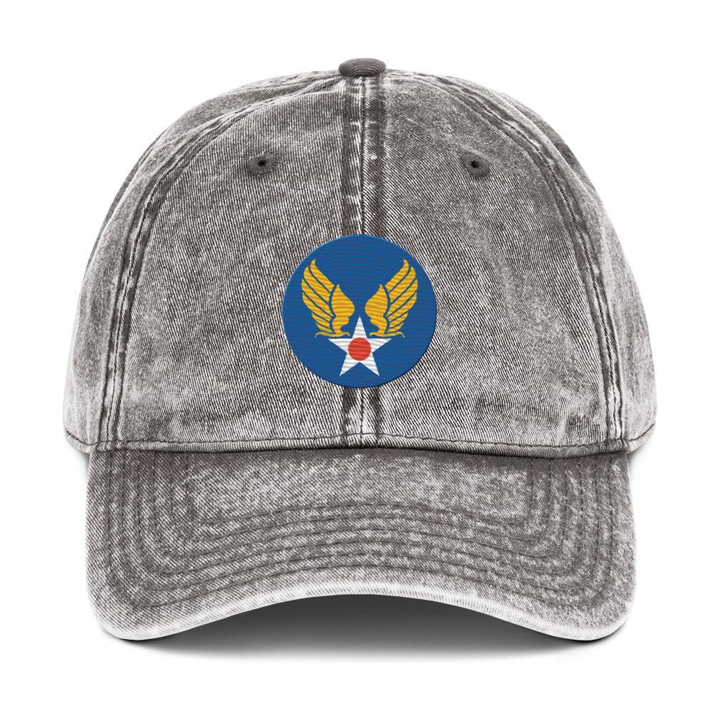 U.S. Army Air Forces (USAAF) Vintage WW2 Logo Cotton Twill Cap Tactically Acquired Charcoal Grey  