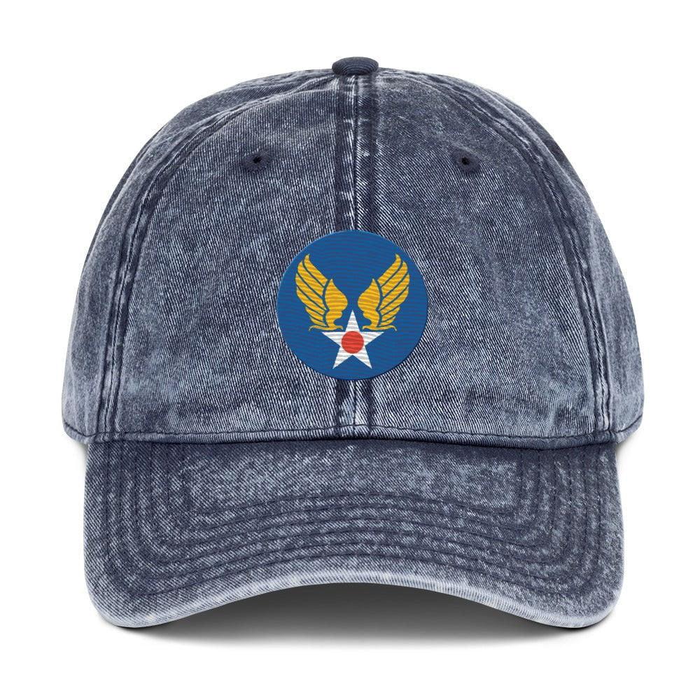 U.S. Army Air Forces (USAAF) Vintage WW2 Logo Cotton Twill Cap Tactically Acquired Navy  