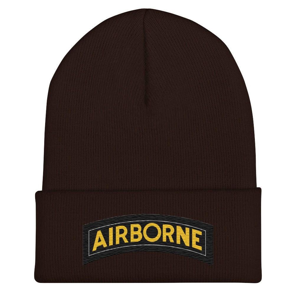 U.S. Army Airborne Tab Cuffed Beanie Tactically Acquired Brown  