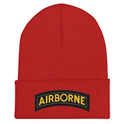U.S. Army Airborne Tab Cuffed Beanie Tactically Acquired Red  
