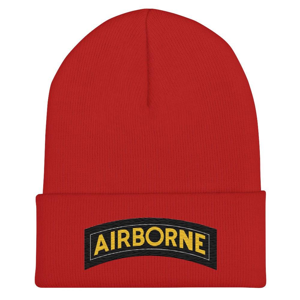 U.S. Army Airborne Tab Cuffed Beanie Tactically Acquired Red  