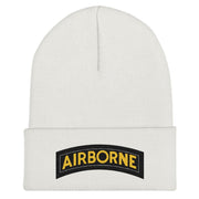 U.S. Army Airborne Tab Cuffed Beanie Tactically Acquired White  