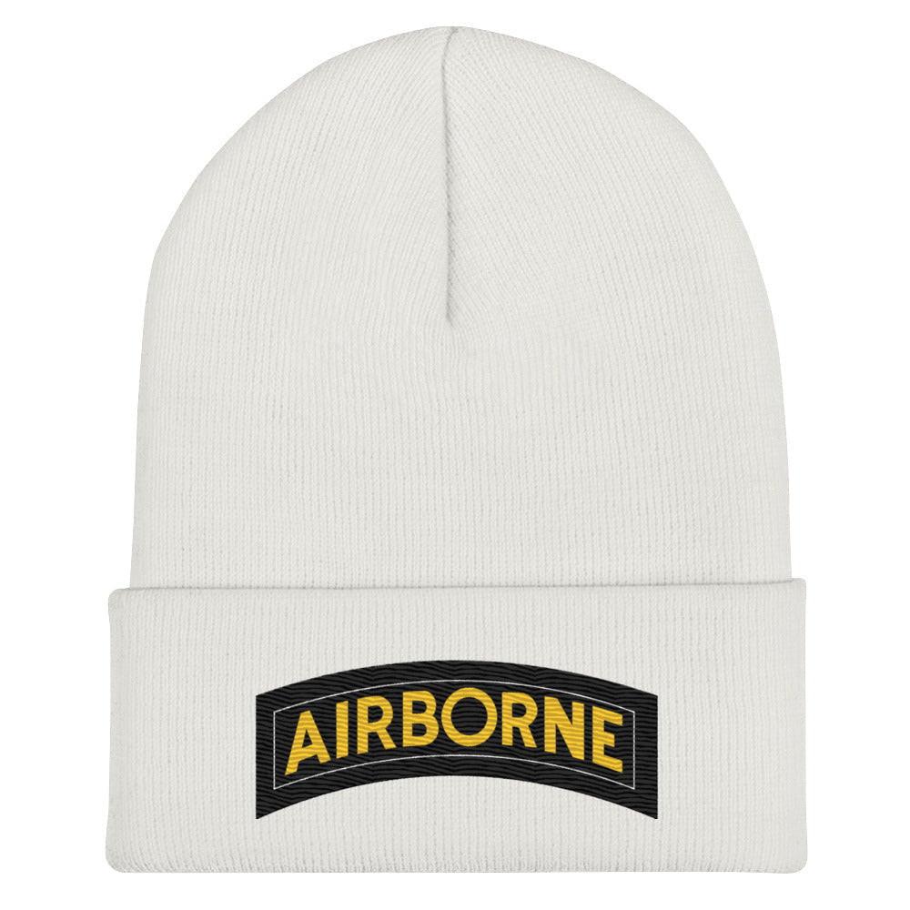 U.S. Army Airborne Tab Cuffed Beanie Tactically Acquired White  