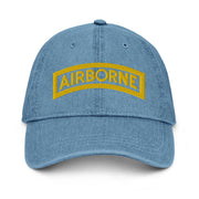 U.S. Army Airborne Tab Embroidered Denim Hat Tactically Acquired Blue  