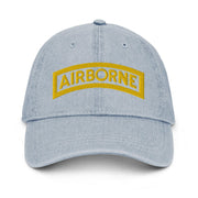 U.S. Army Airborne Tab Embroidered Denim Hat Tactically Acquired Light Blue  