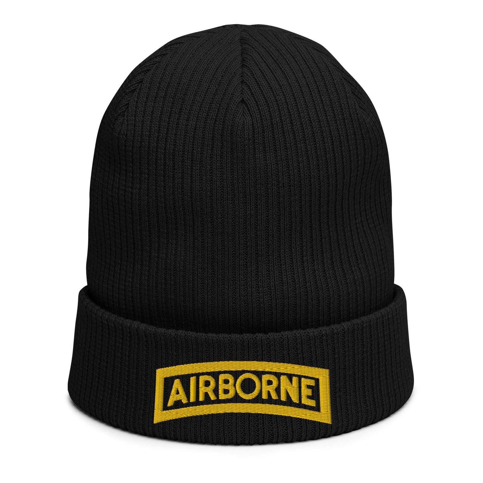 U.S. Army Airborne Tab Embroidered Ribbed Beanie Tactically Acquired Black  