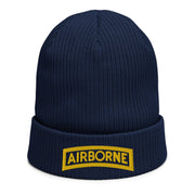 U.S. Army Airborne Tab Embroidered Ribbed Beanie Tactically Acquired Oxford Navy  