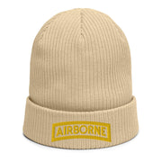 U.S. Army Airborne Tab Embroidered Ribbed Beanie Tactically Acquired Sand  