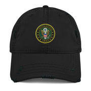 U.S. Army Branch Service Emblem Distressed Dad Hat Tactically Acquired Black  