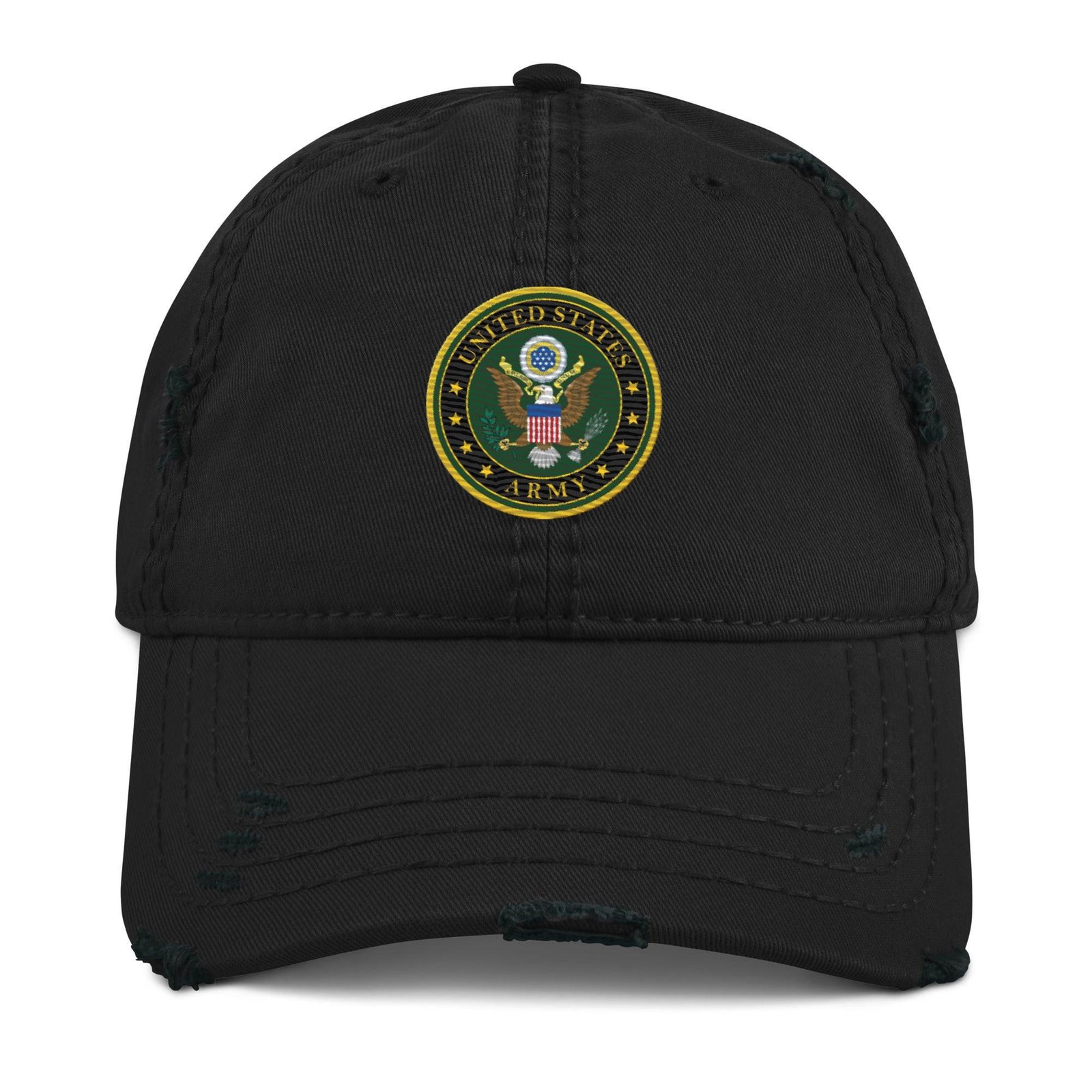 U.S. Army Branch Service Emblem Distressed Dad Hat Tactically Acquired Black  