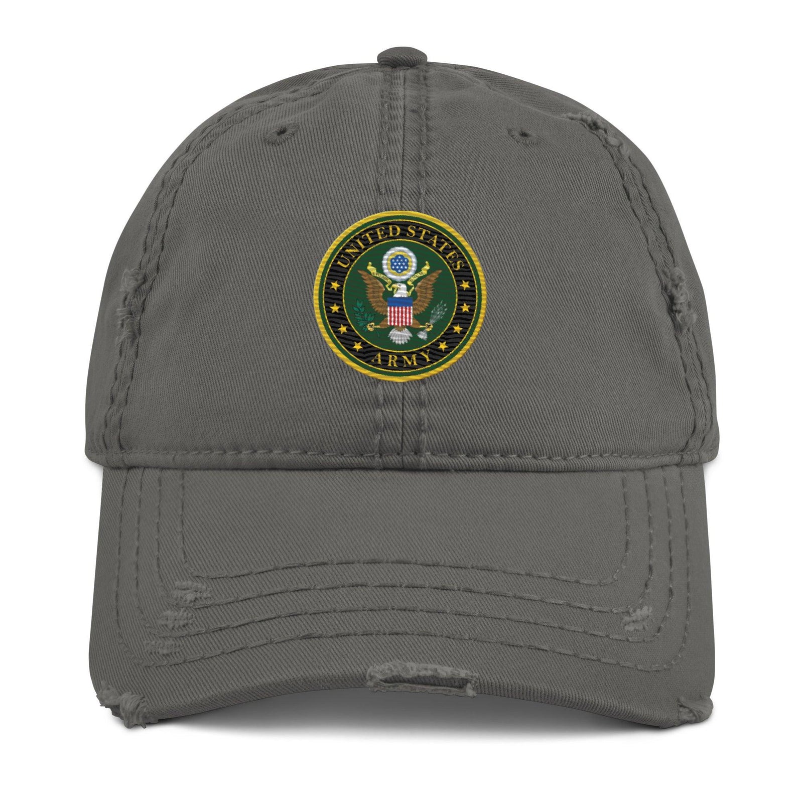 U.S. Army Branch Service Emblem Distressed Dad Hat Tactically Acquired Charcoal Grey  